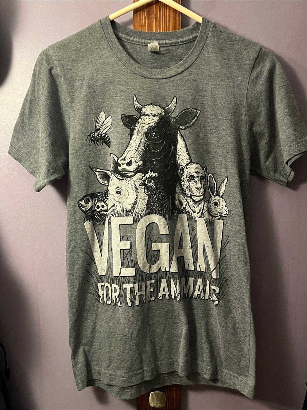 Vegan For The Animals Graphic Tee - Gray